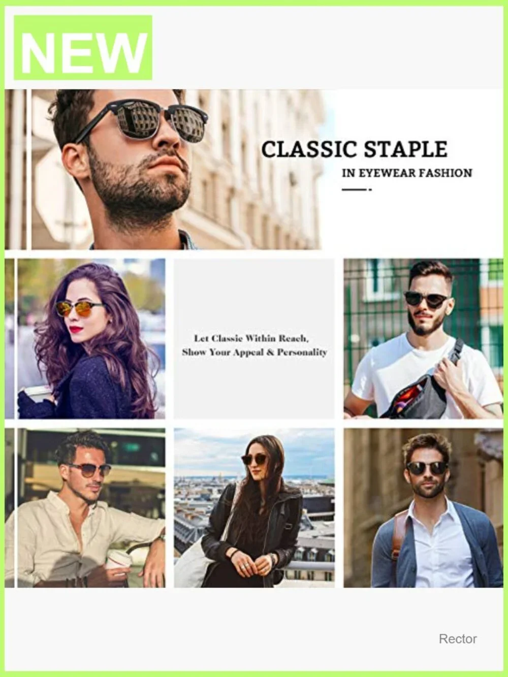 Classic Horn Rimmed Semi Rimless Polarized Sunglasses for Men Women